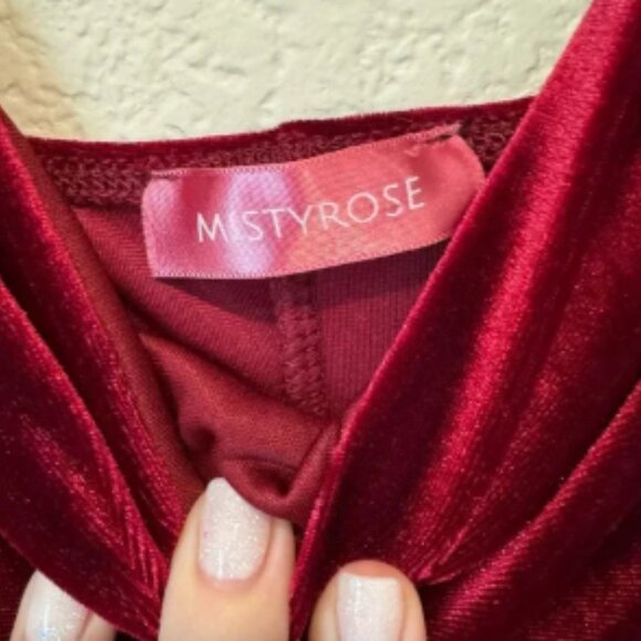 MistyRose Ruched Bodycon Mini Dress – Burgundy Wine Red, Size L - Picture 2 of 6